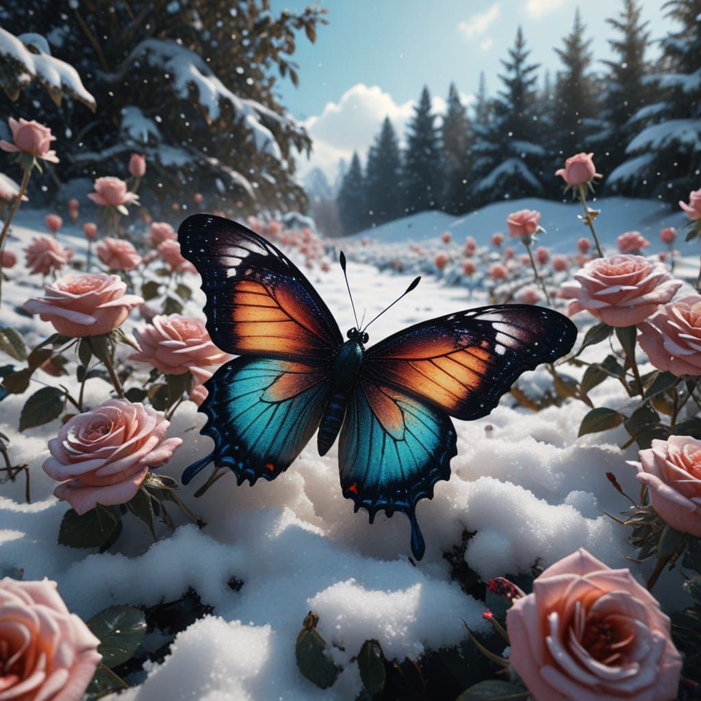 Surrealism Meets Wes Anderson in Dark Butterfly Landscape