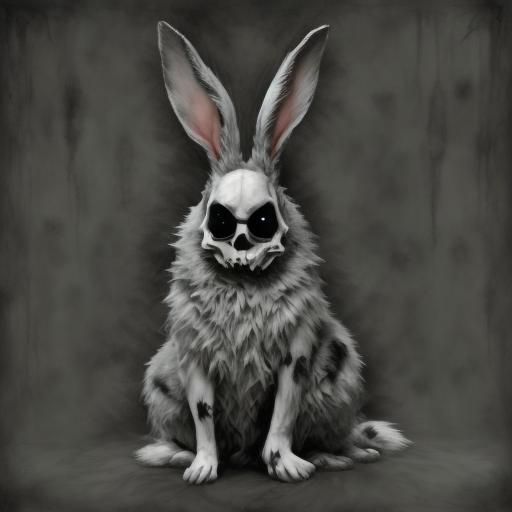 Macabre Gothic Rabbit in Dark Halloween Style