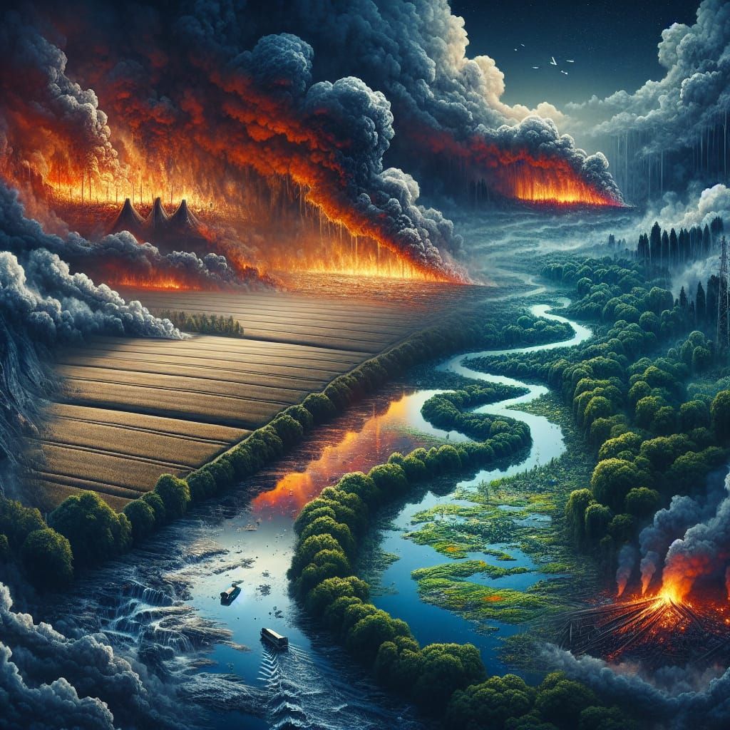 Environmental Issues: Air and Water Pollution Depicted