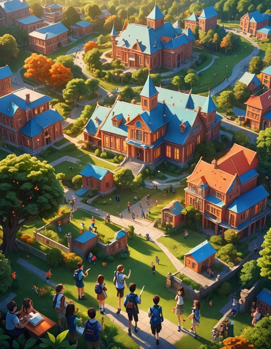 Happy Children Playing: A Colorful School Scene