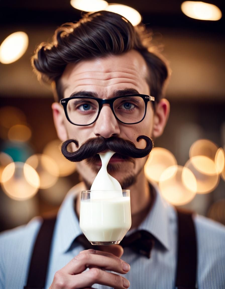 Milk Mustache Portrait in Sharp Focus