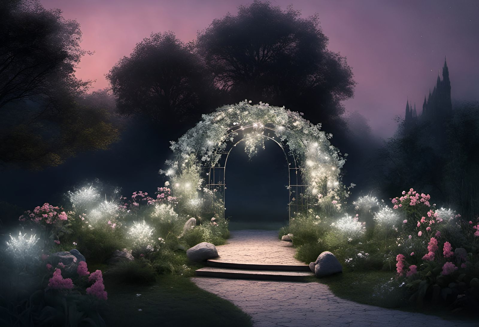 Enchanted Bioluminescent Moon Garden by Greg Rutkowski