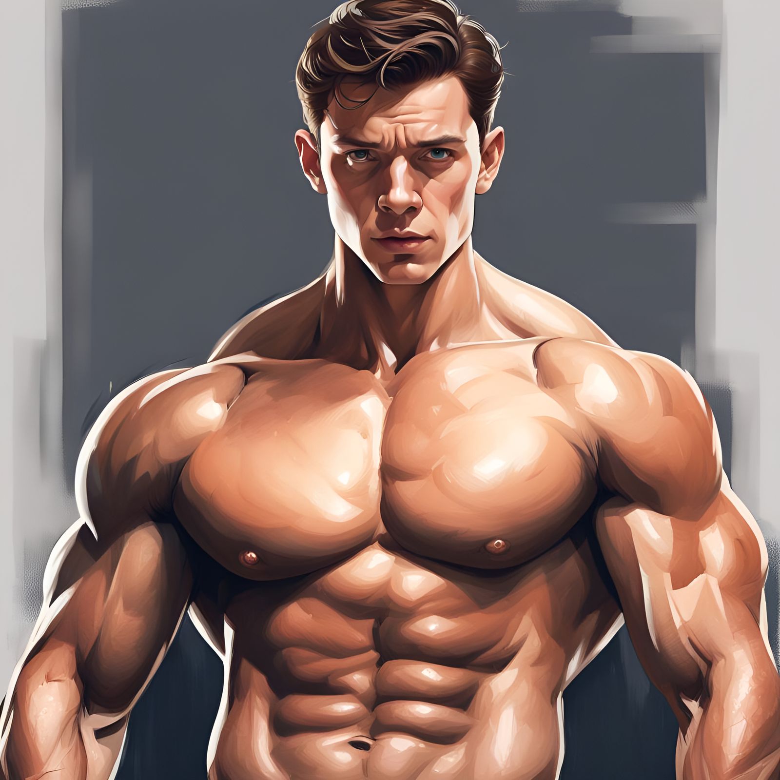 Hyperrealistic Portrait of an Extremely Muscular Man