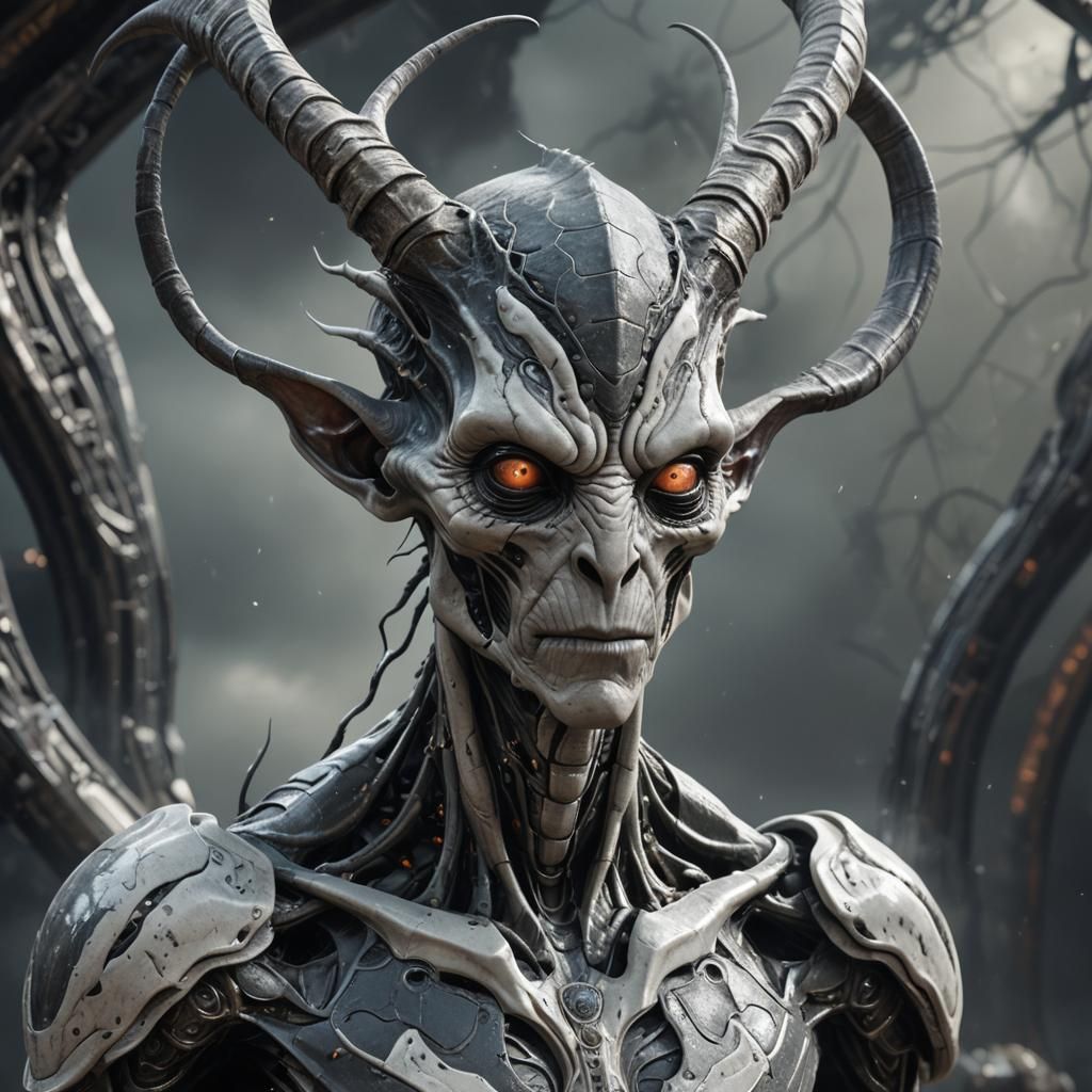 Hyperrealistic Alien Portrait in Detailed Matte Painting Sty...