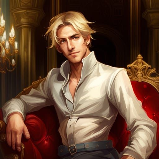Young Blond Prince Portrait in Detailed Art Style