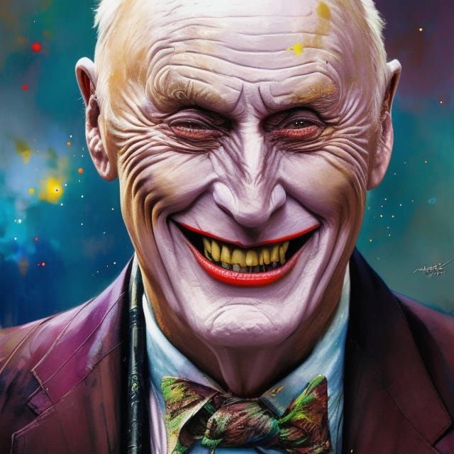 Alf Stewart as Joker: Crayon Caricature Portrait