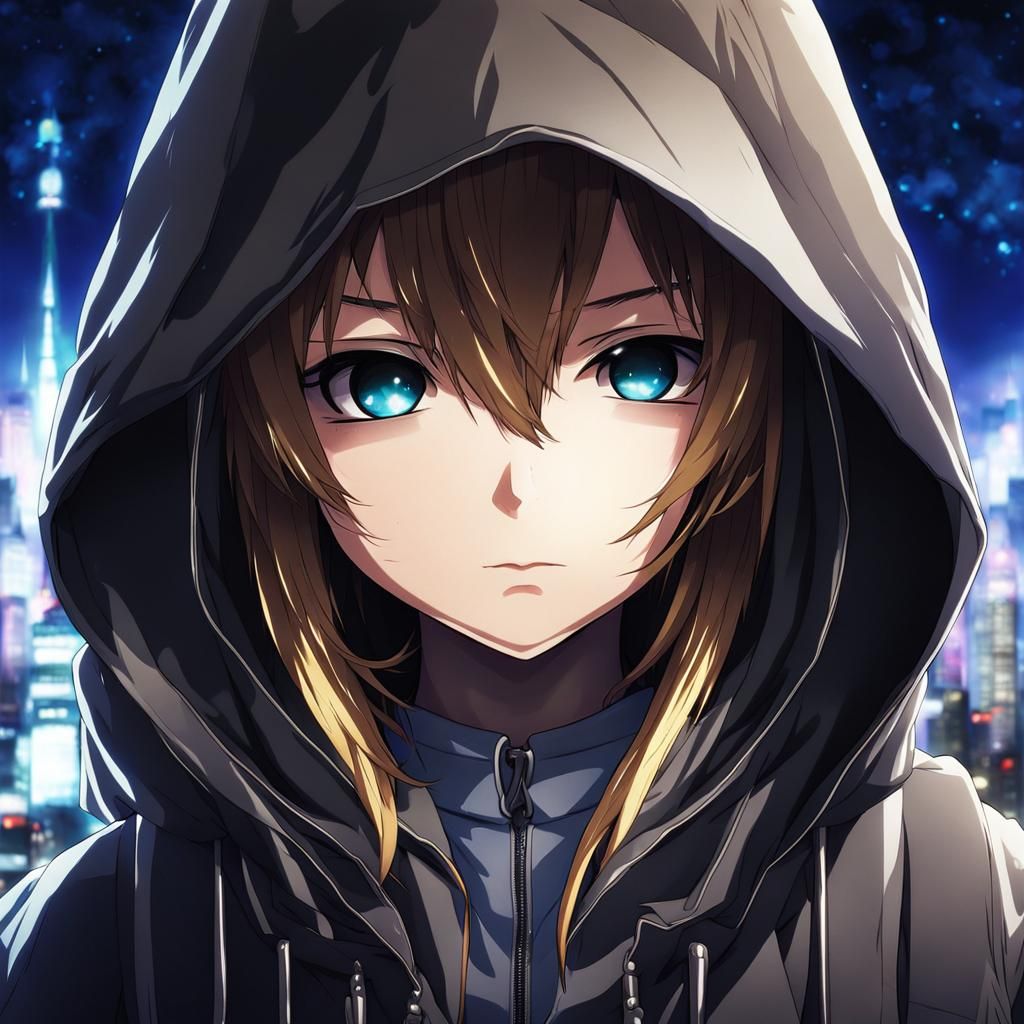 Hooded Character in Anime Manga Style