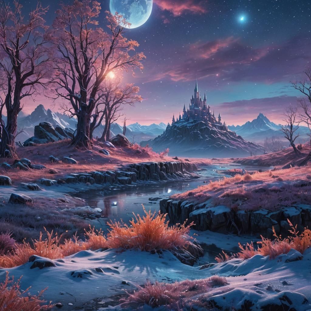 Mystical Landscape with Iridescent Colors