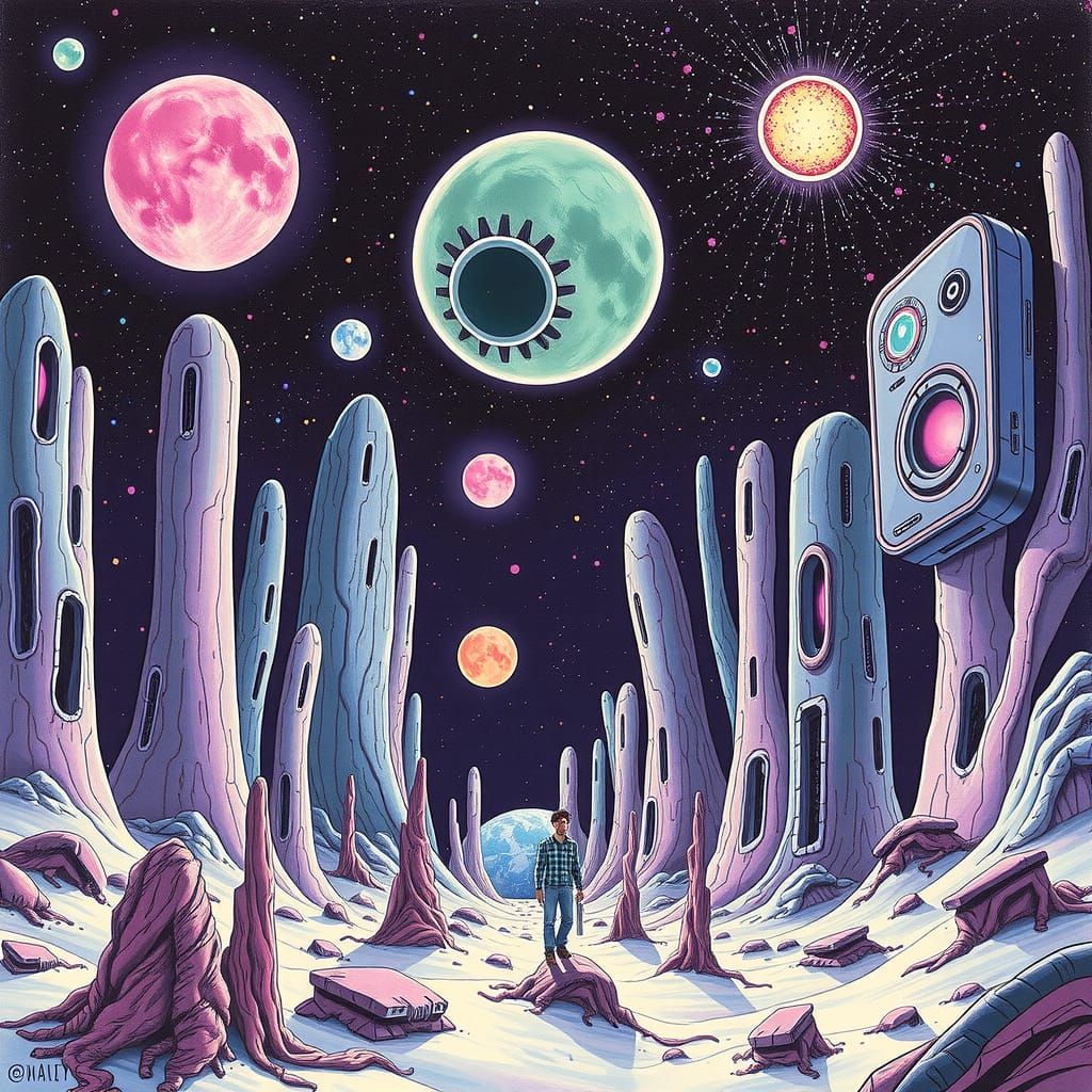 Retro-Futuristic Sci-Fi Alien Uprising