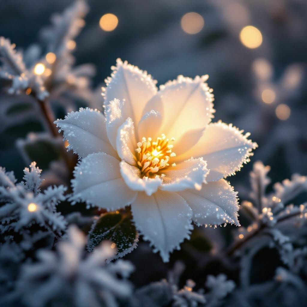 Delicate Frost Flower Symbolizing Faith in Winter Light