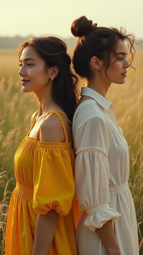 Emotional Portrait of Two Women with Golden Lighting