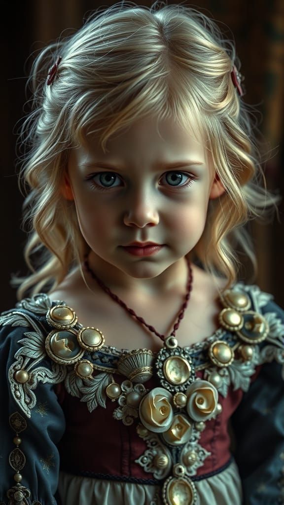 Elegant 18th Century Maiden in a Dramatic Digital Landscape