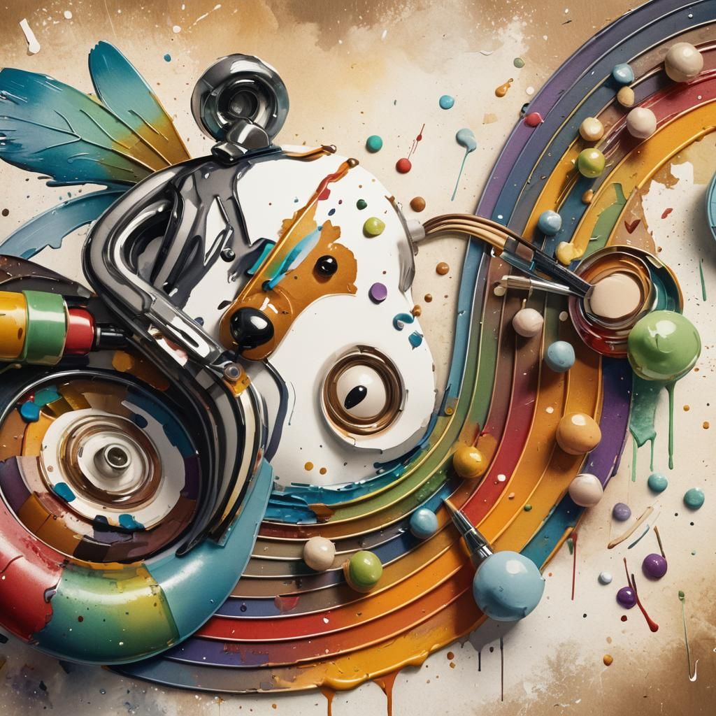 Teddy Bear Artist: Whimsical Digital Portrait