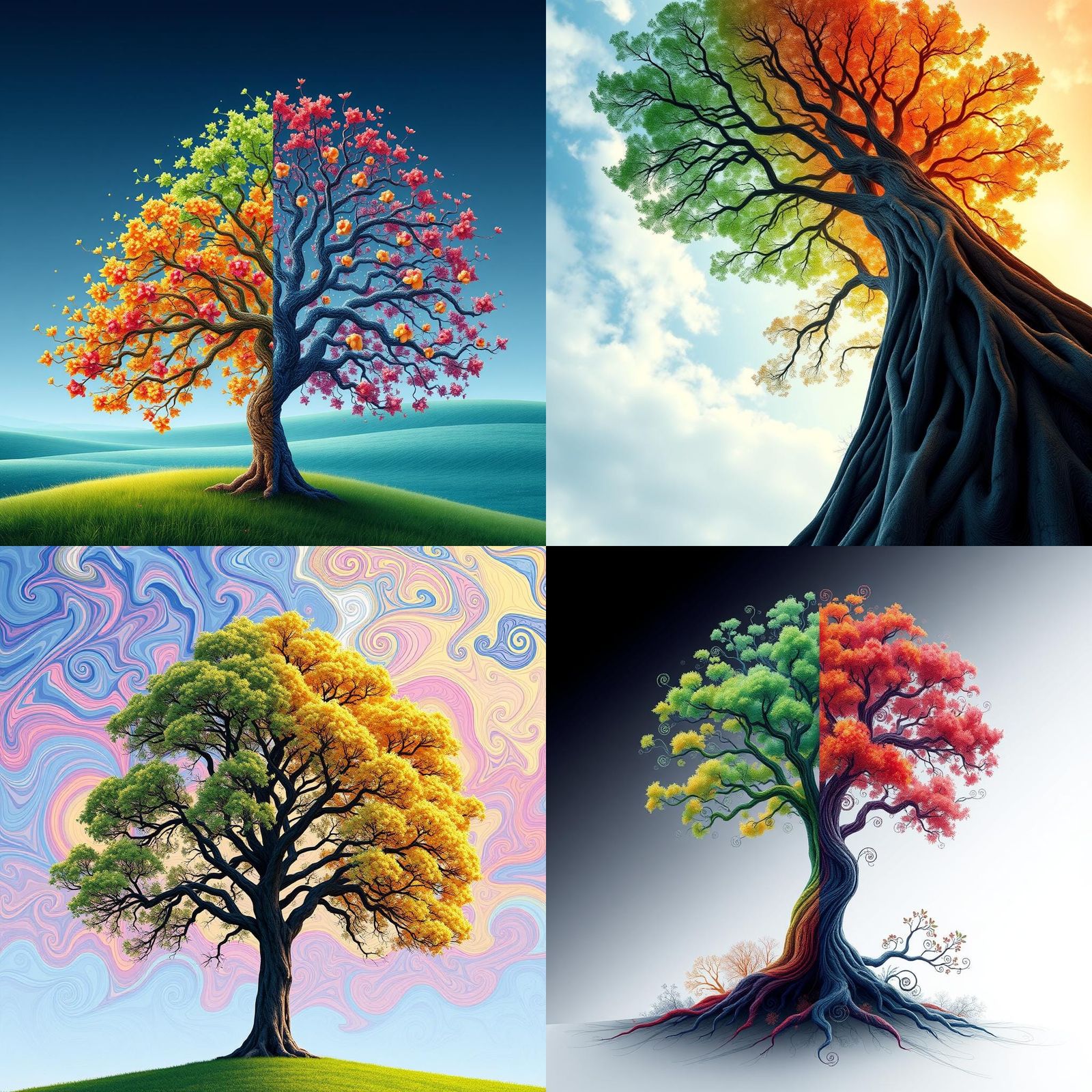 Tree Through Four Seasons Time Lapse