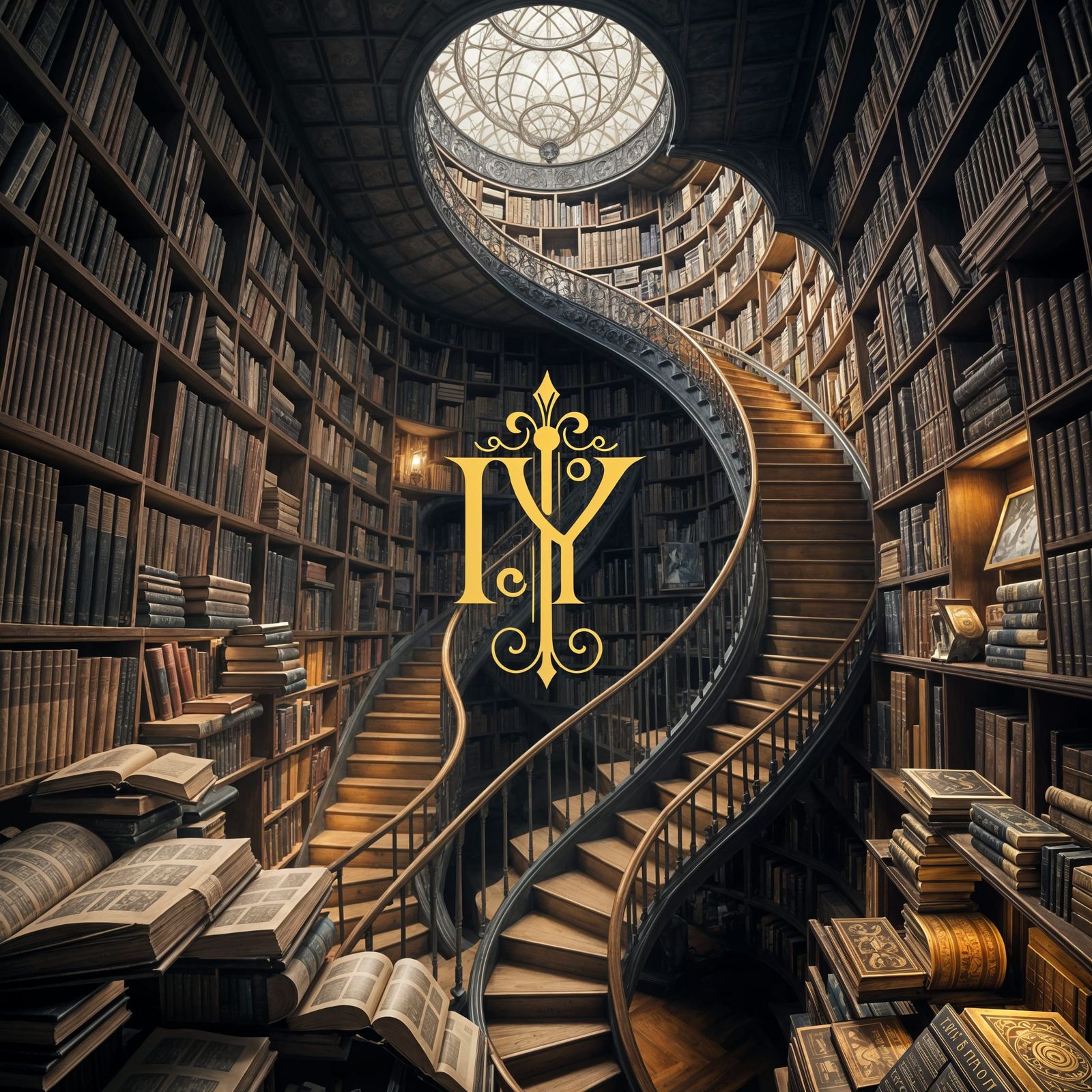 Ethereal Monogram in Impossible Architectural Realm