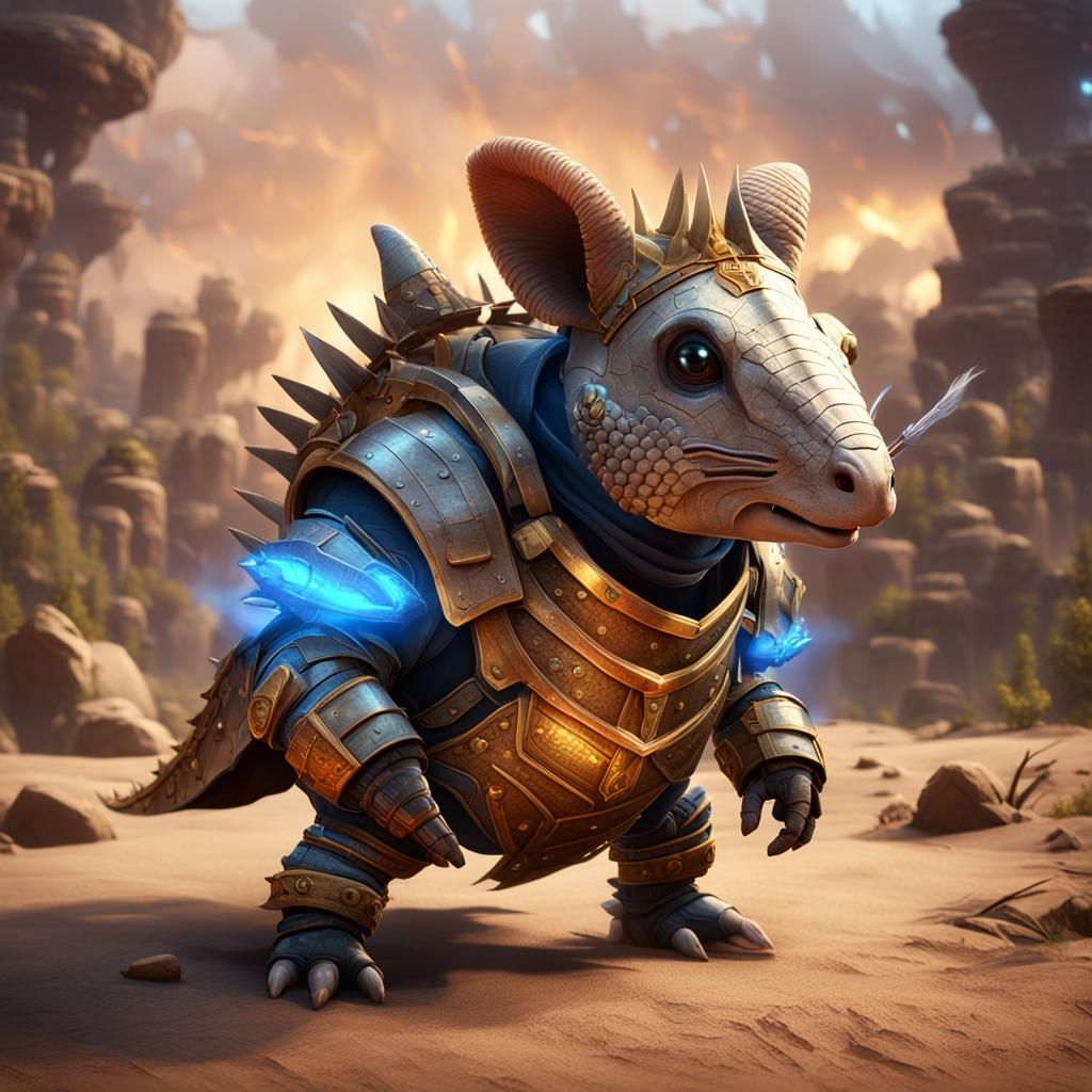 Armadillo Warrior in Flight: Fantasy Concept Art
