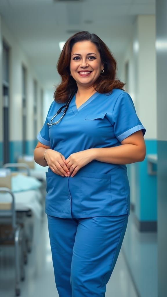 Elegant Middle Eastern Nurse in Hospital Ward