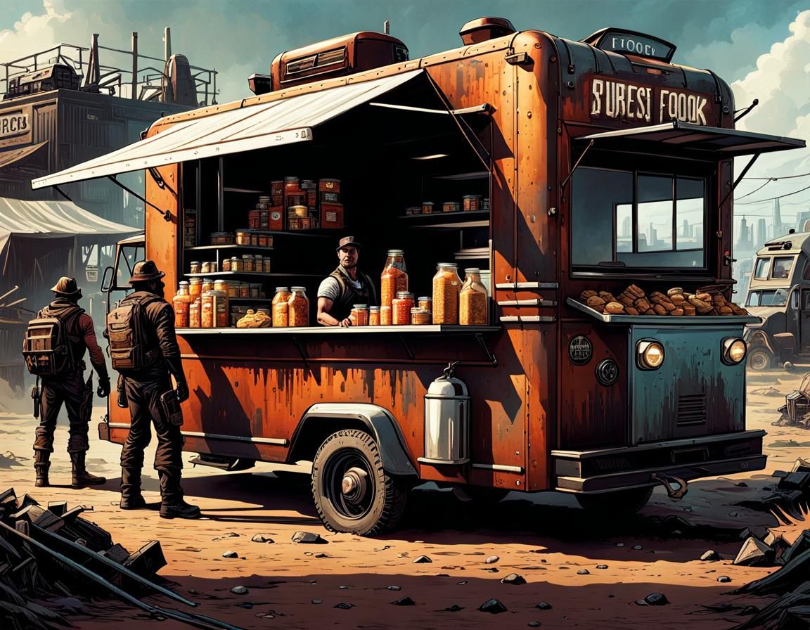 Post-Apocalyptic Food Truck with Mutated Food