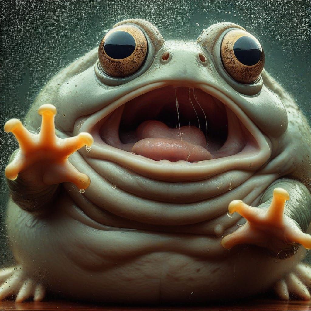 Comical Close-Up of a Cross-Eyed Bullfrog