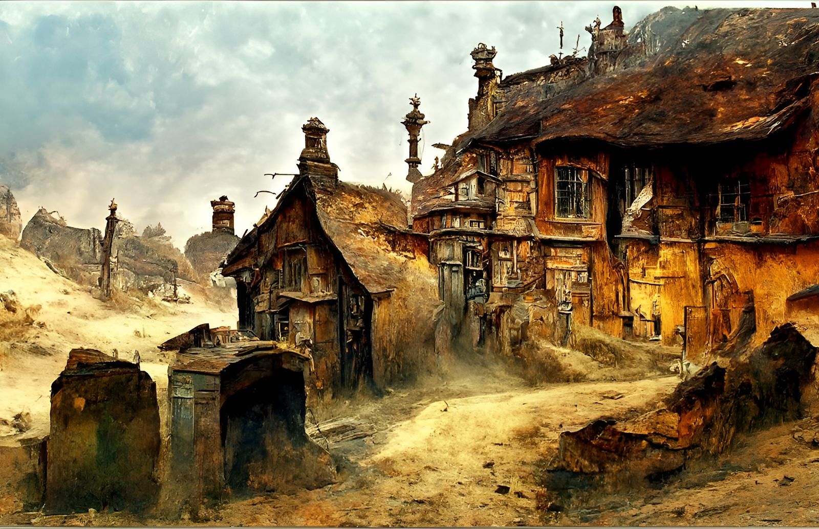 Menacing Medieval Street Scene in Yorkshire