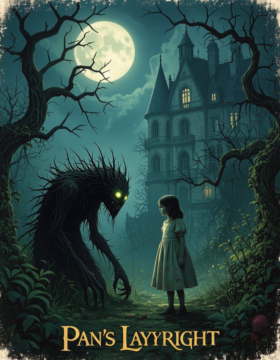 Pan's Labyrinth Reimagined Movie Poster in Painterly Style