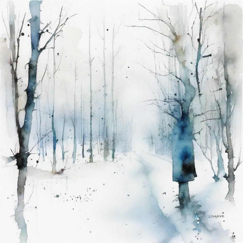 Evocative Winter Scene in Watercolor Style