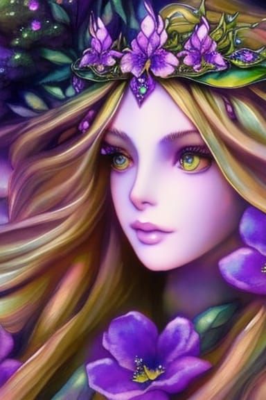 Azalea Fairy in Whimsical Garden, Watercolor Style