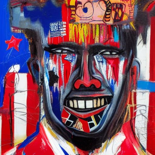 Satirical Portrait of Donald Trump in Neo-Expressionist Styl...