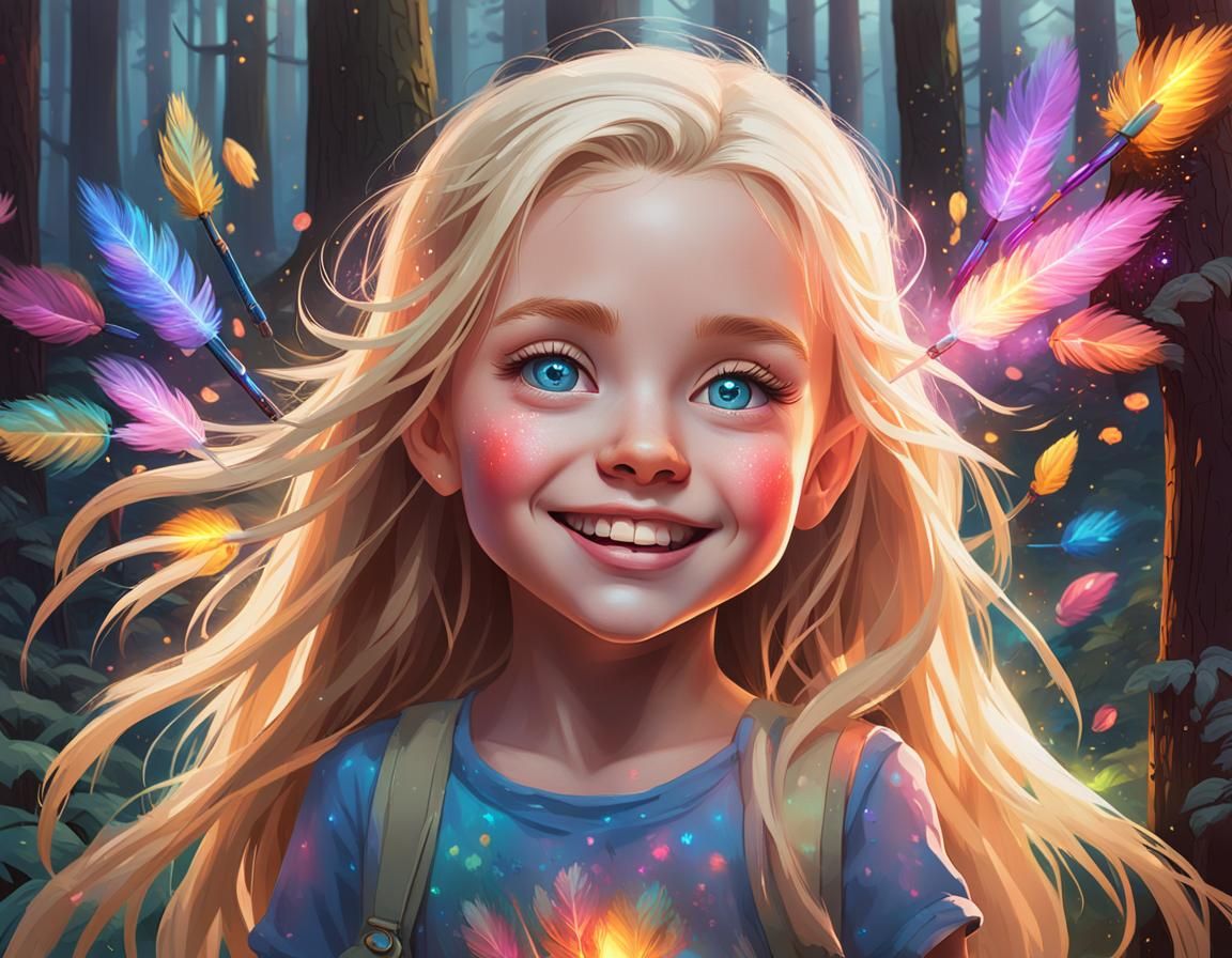 Blond Girl in Forest: Splash Art Concept