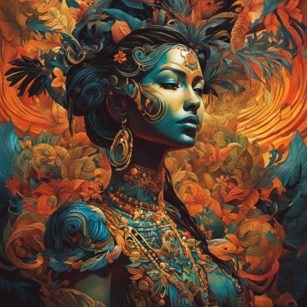 Surreal Cosmic Woman with Radiant Energy