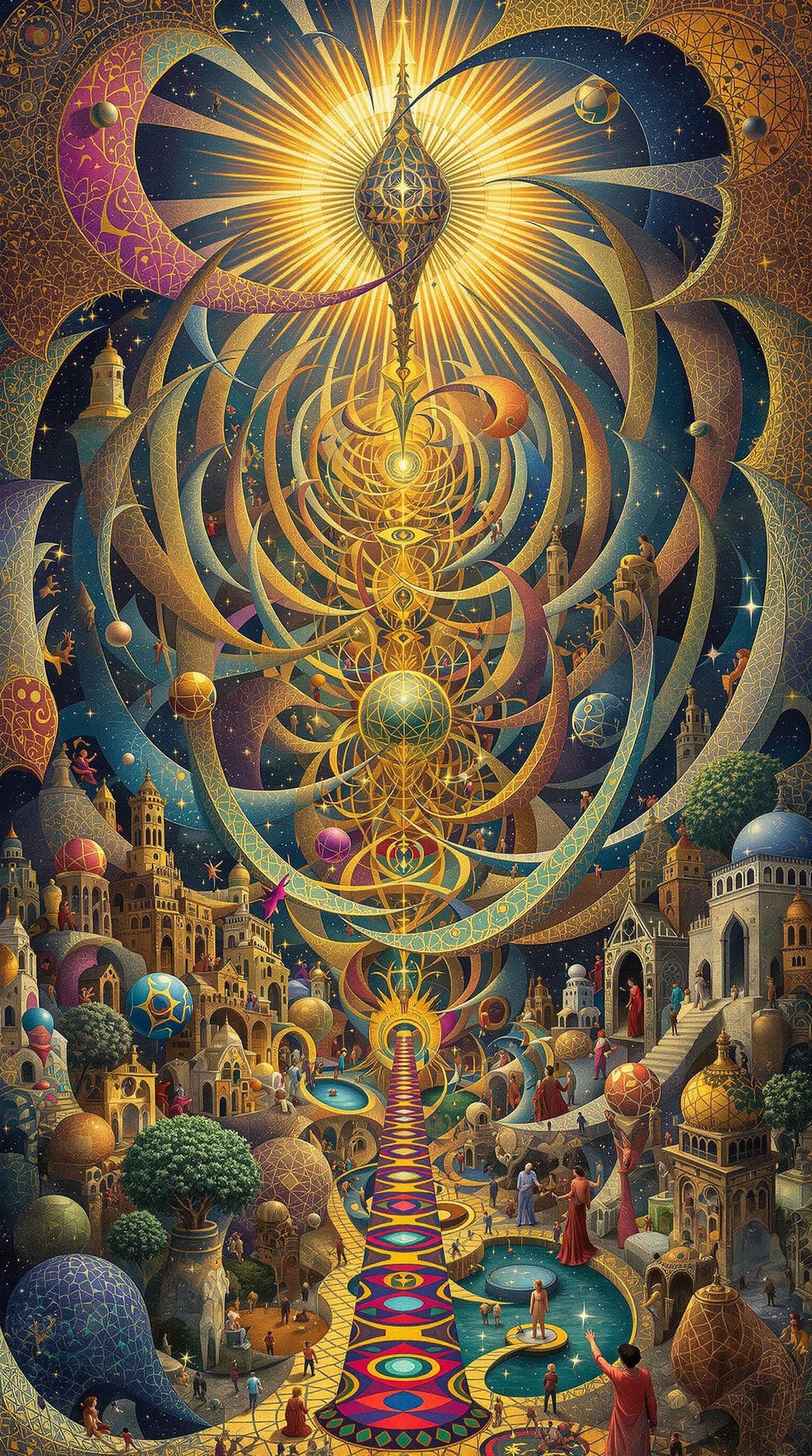 Surreal Bismuth Megastructure in Hieronymus Bosch Style