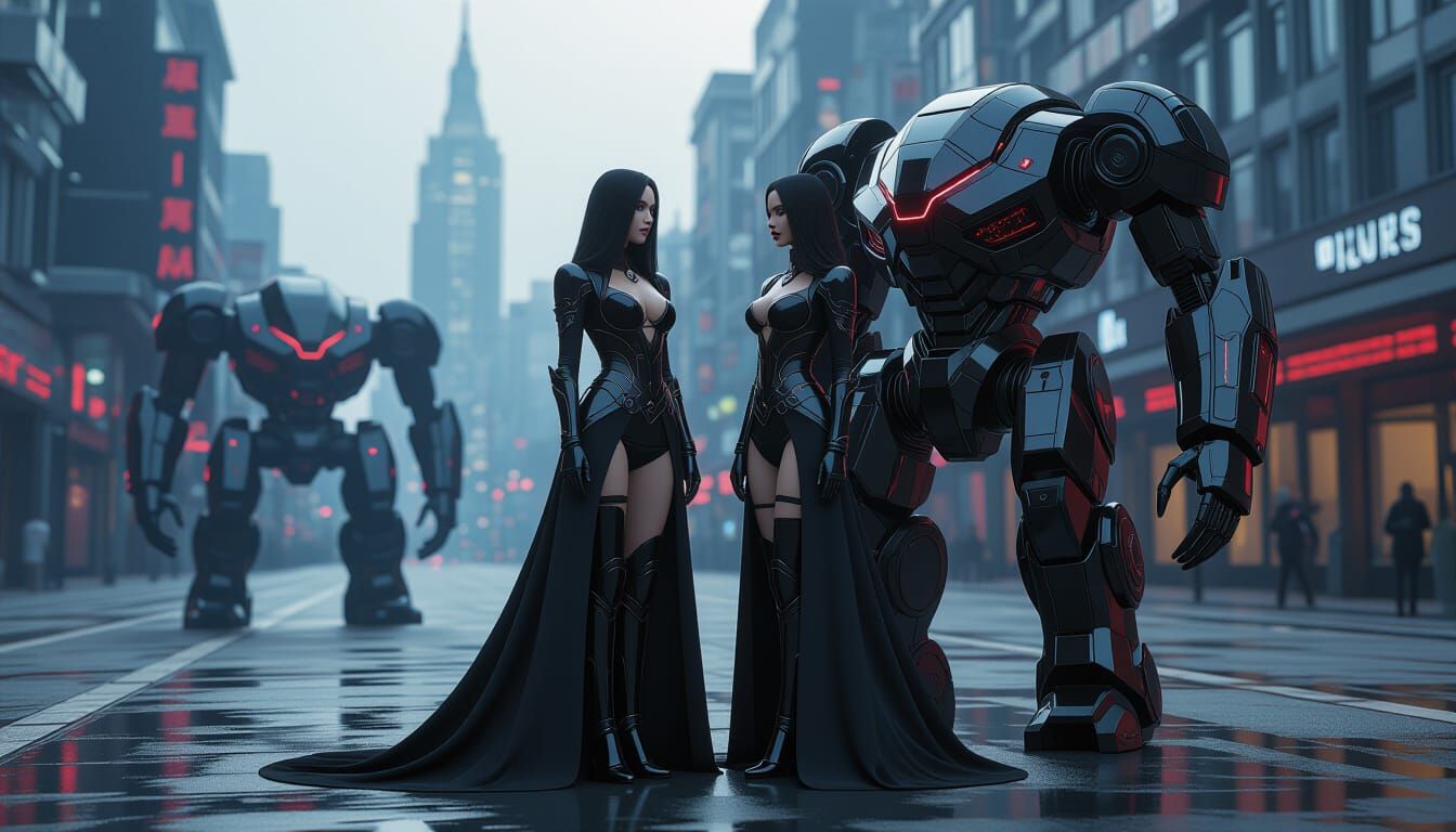 Goth Vampire Lovers in Futuristic Sci-Fi Scene