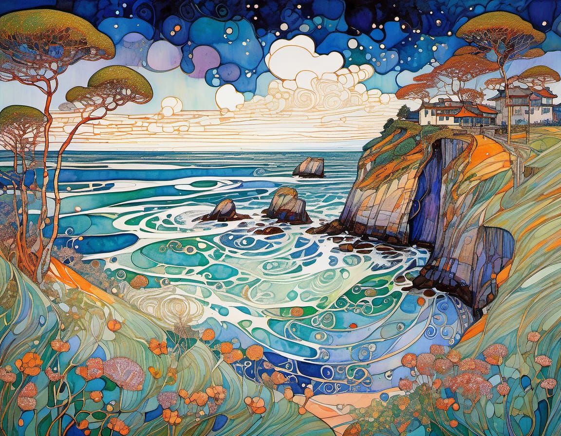 Vibrant Ocean Breeze in Open Impressionism Style