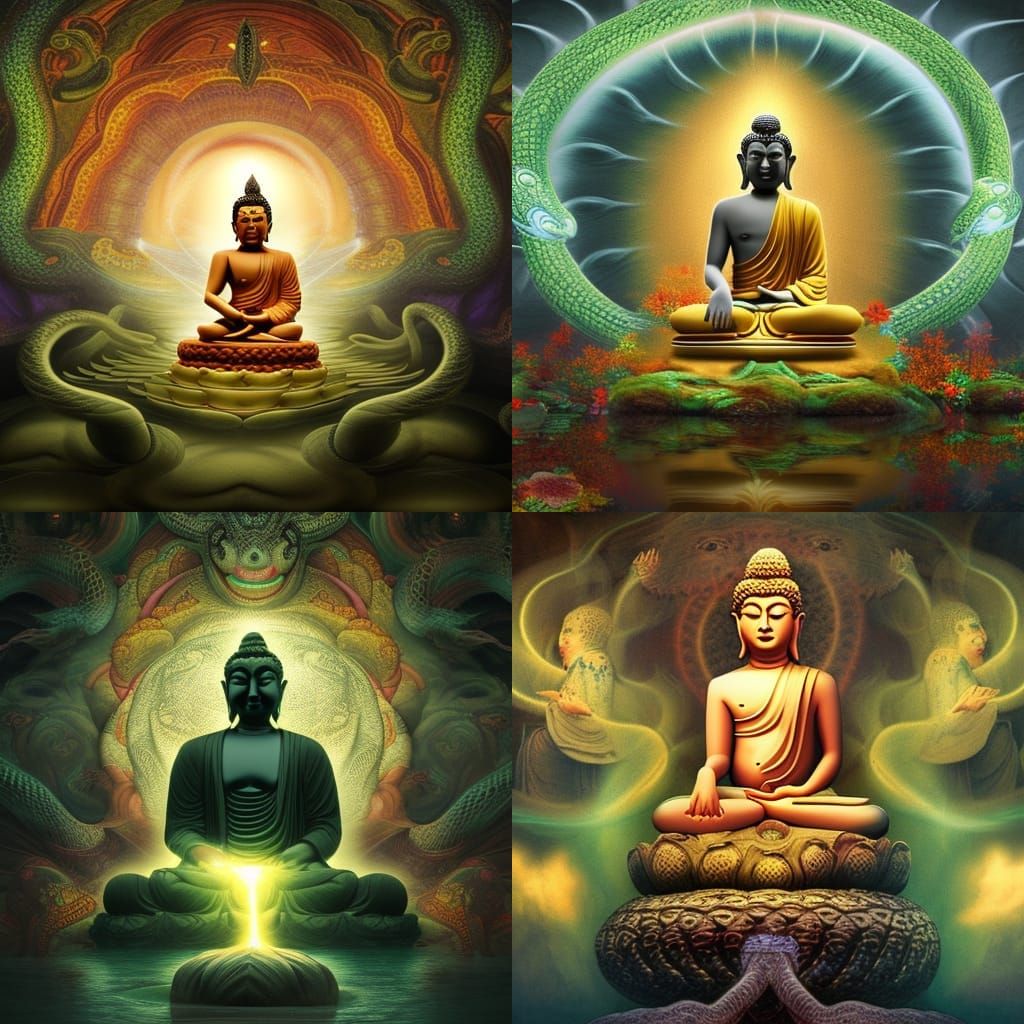 Baby Buddha Protected by Spirits: Fantasy Concept Art