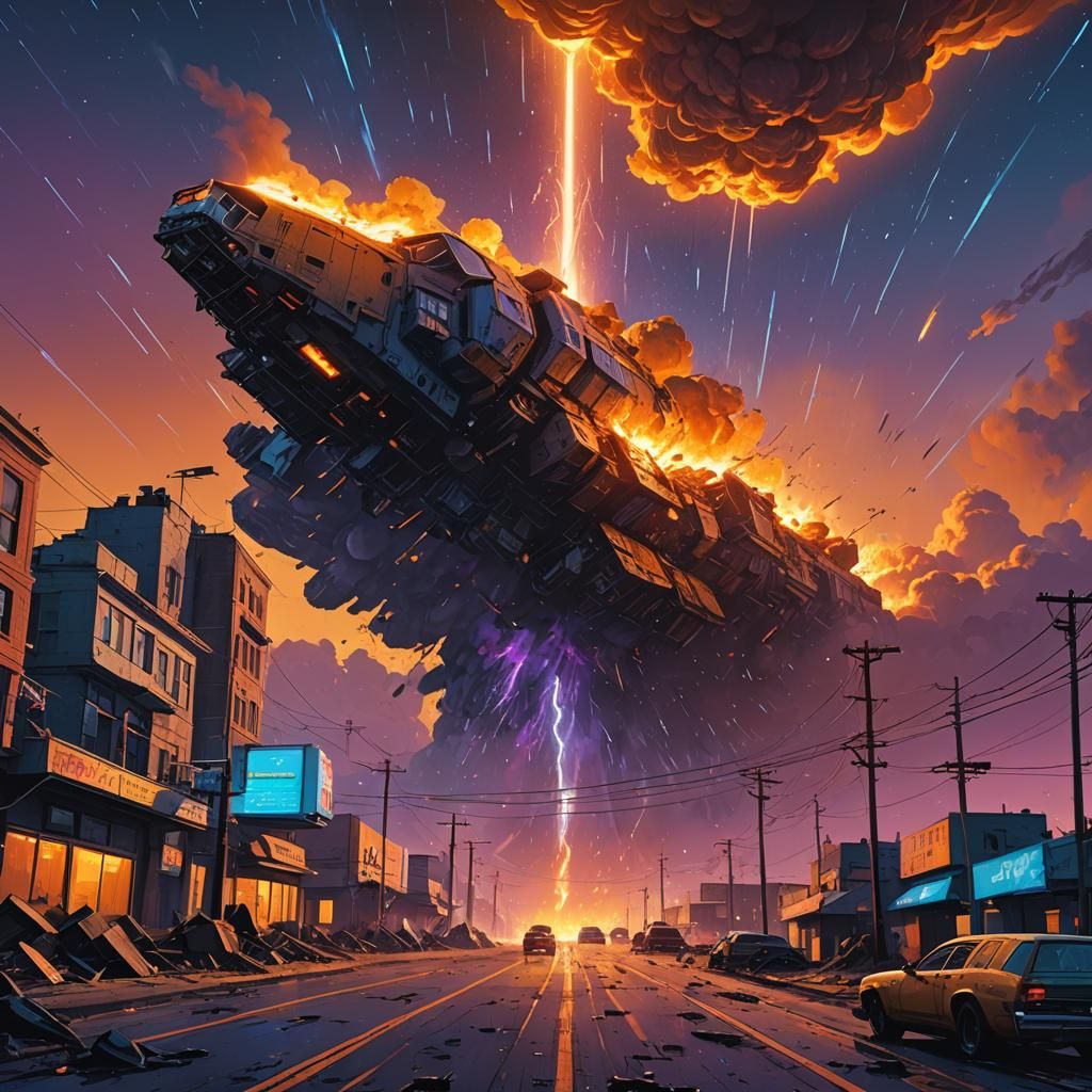Apocalyptic Meteor Shower Matte Painting