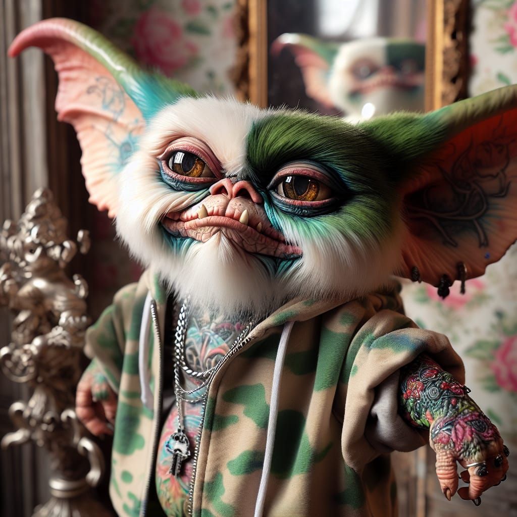 Gothic Gremlin in Rococo Grunge Bedroom