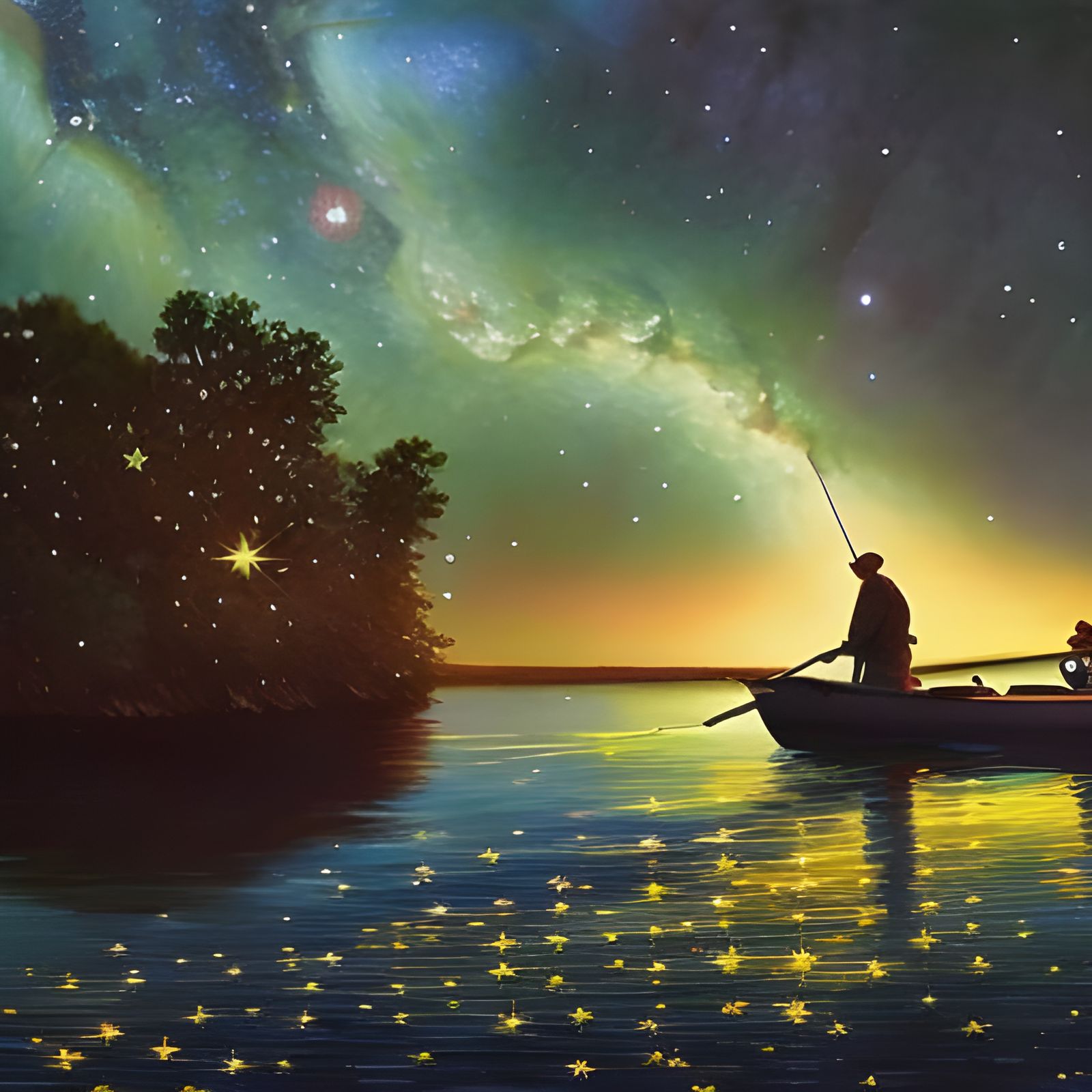 Starry Night Fishing Concept Art in 16k