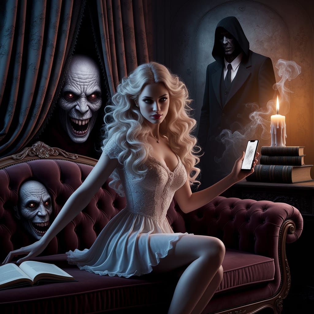 Woman in White Dress Confronts Hidden Horrors