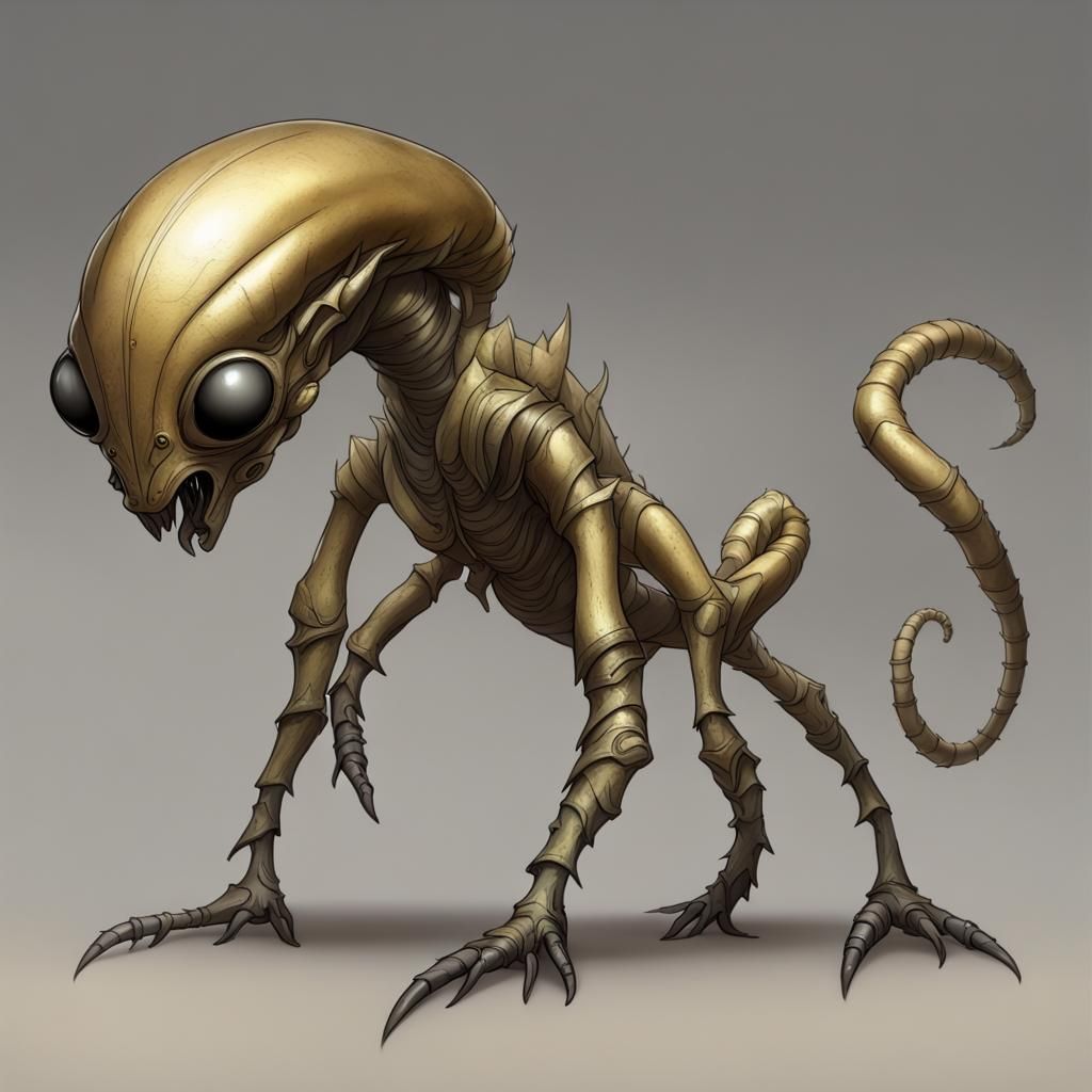 Pale Gold Alien with Scorpion Tail