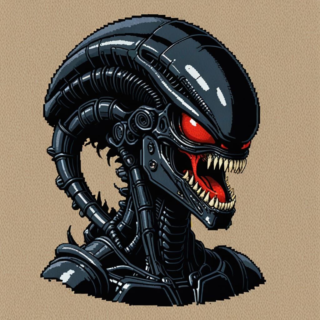 8bit needle point  xenomorph