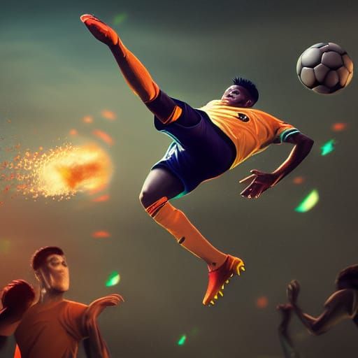 Soccer Bicycle Kick: Detailed Fantasy Concept Art