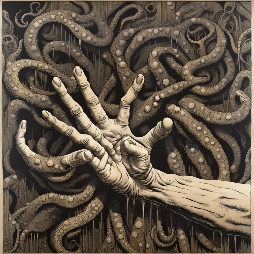 Grimy Tentacle Hands: Sci-Fi Horror Pop Art