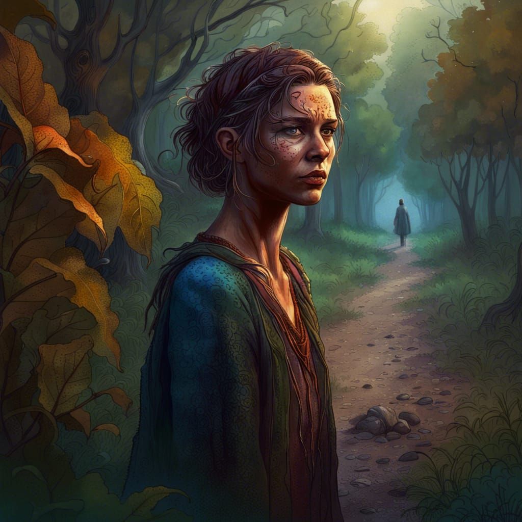 Huldra Woman in Forest, Fantasy Concept Art