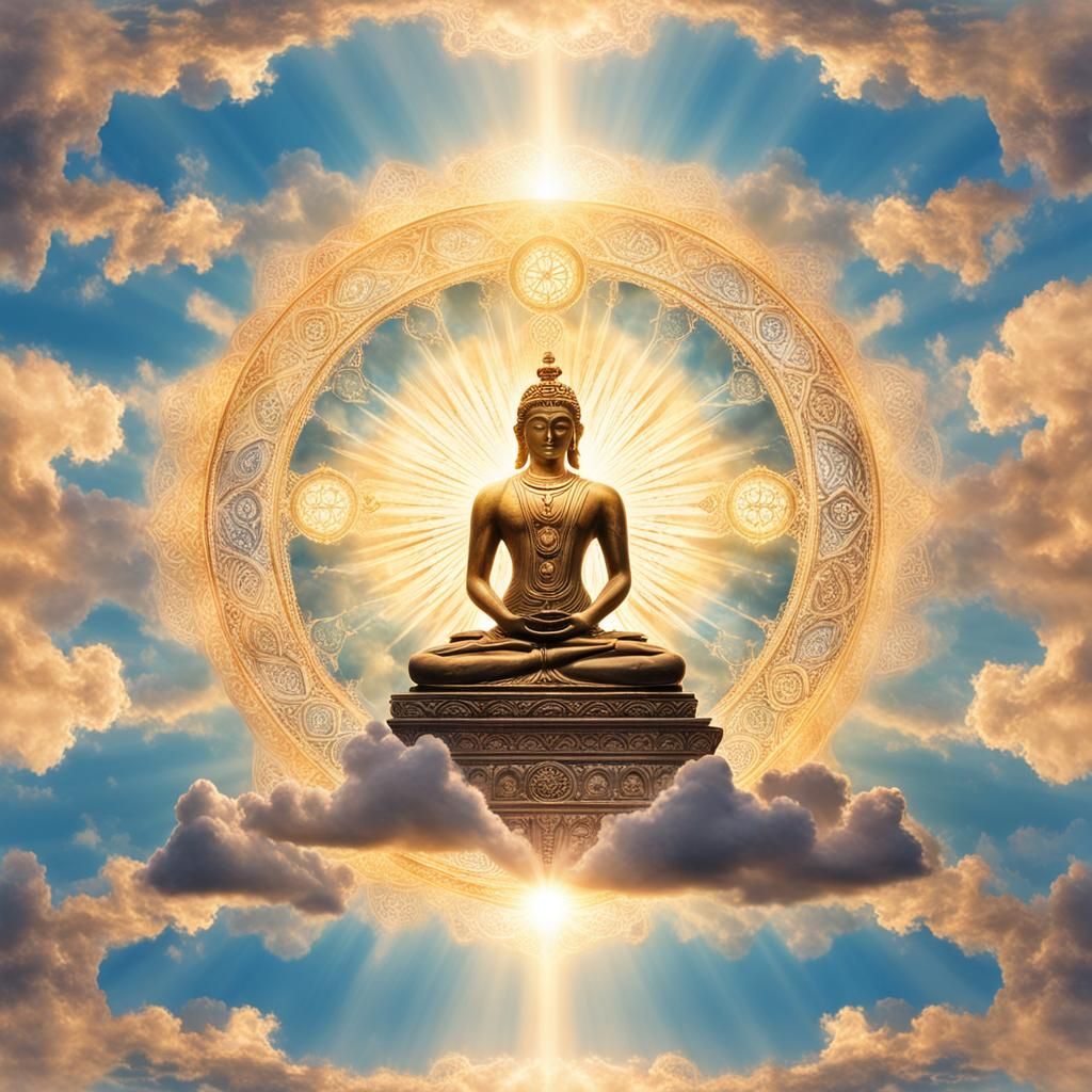 Divine Light Illuminates Soft Heavenly Clouds