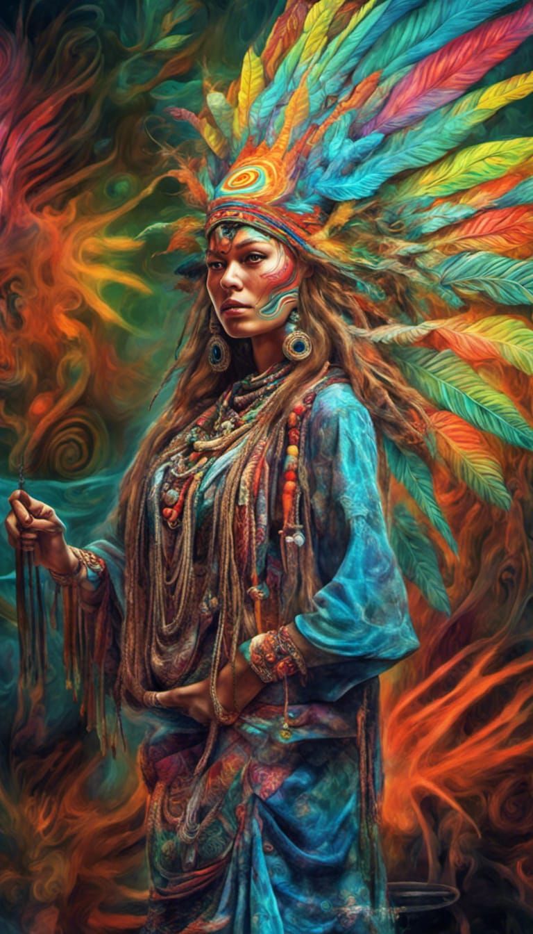 Psychedelic Shaman Woman in Detailed HDR