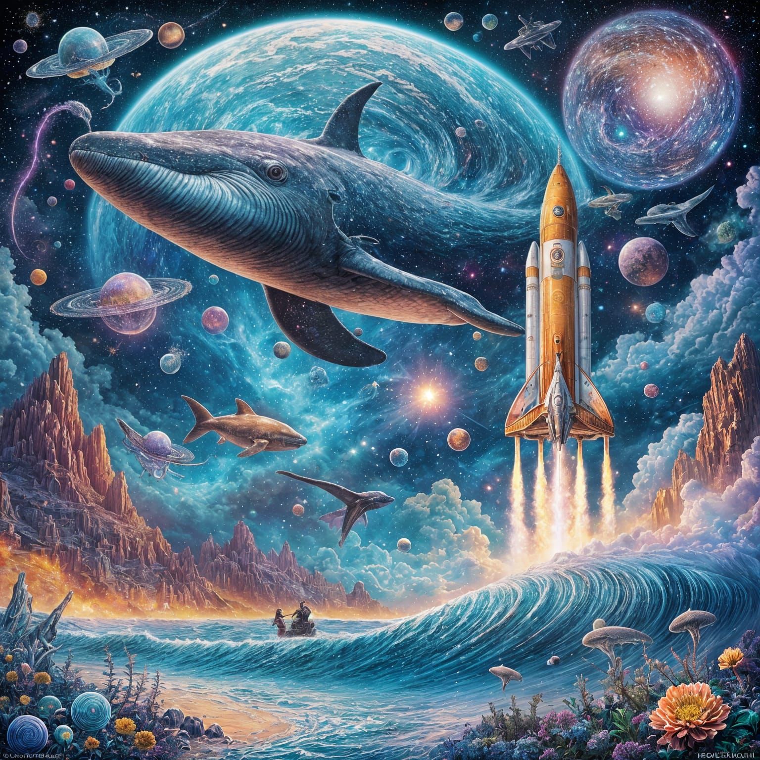 Majestic Space Whale Journey Through the Cosmos