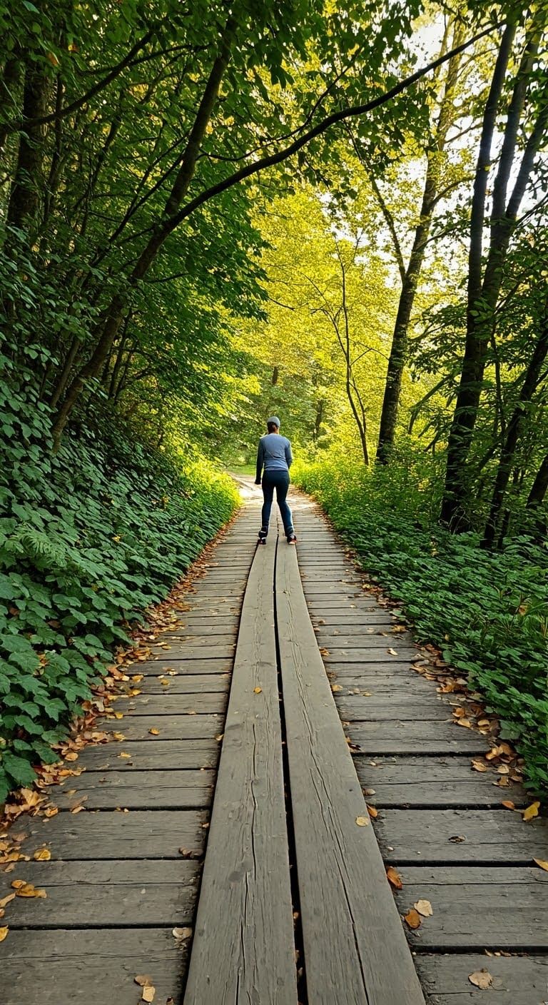 Roller Skating Through Whimsical Autumn Woods in Impressioni...