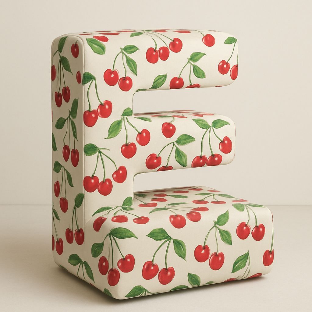 Cherry Print E-Shaped Chair: Unique Furniture Design