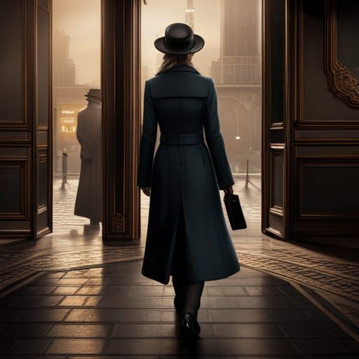 Female Spy Hiding in Paris Doorway, Hyperdetailed Art