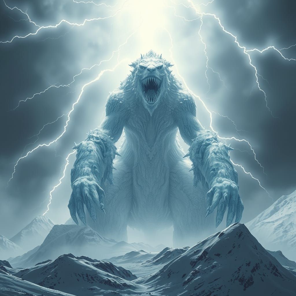 Epic Snow Monster in Cataclysmic White Lightning Storm